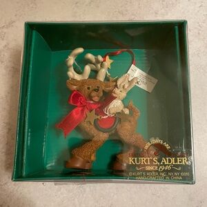 Kurt S. Adler Holly Dearies Christmas Ornament Hanging Reindeer Bunny New In Box